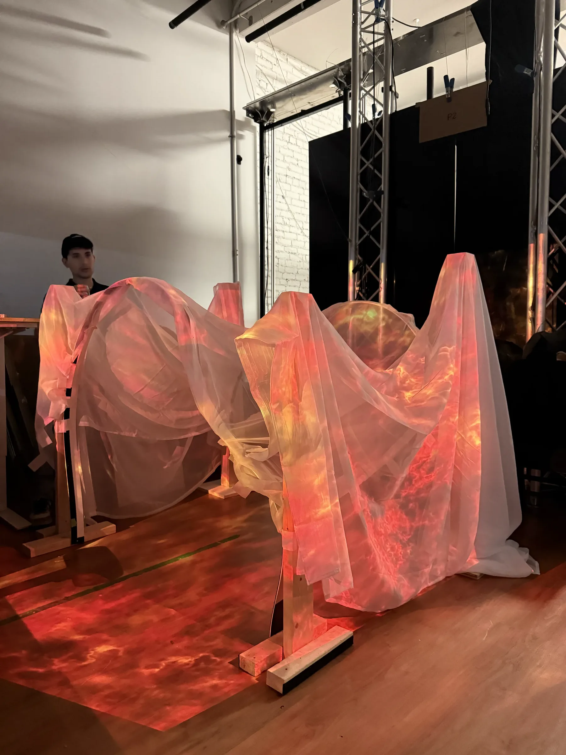 BLUR Montreal physical prototype with translucent fabric and red light