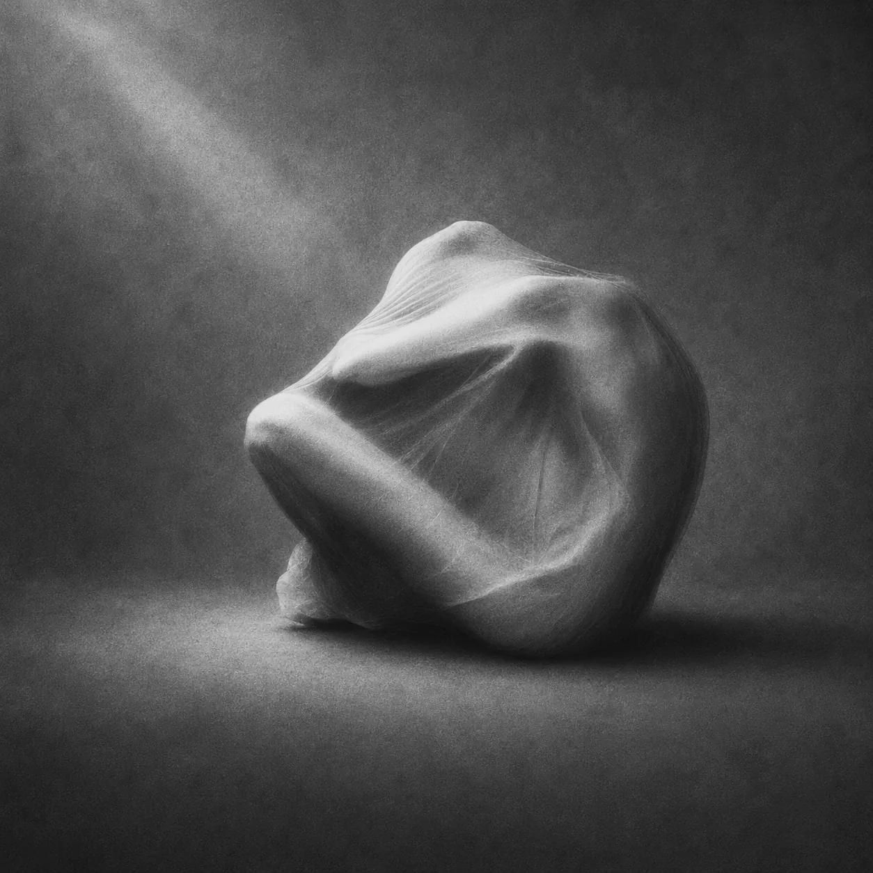 BLUR veiled figure form expressing uncertainty and unstable identity
