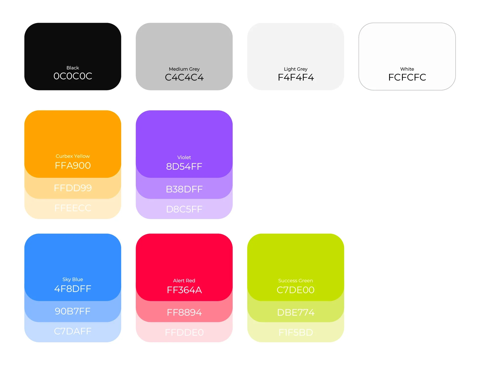 Curbex color palette artboard