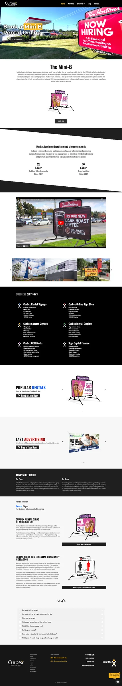 Old Curbex homepage screenshot