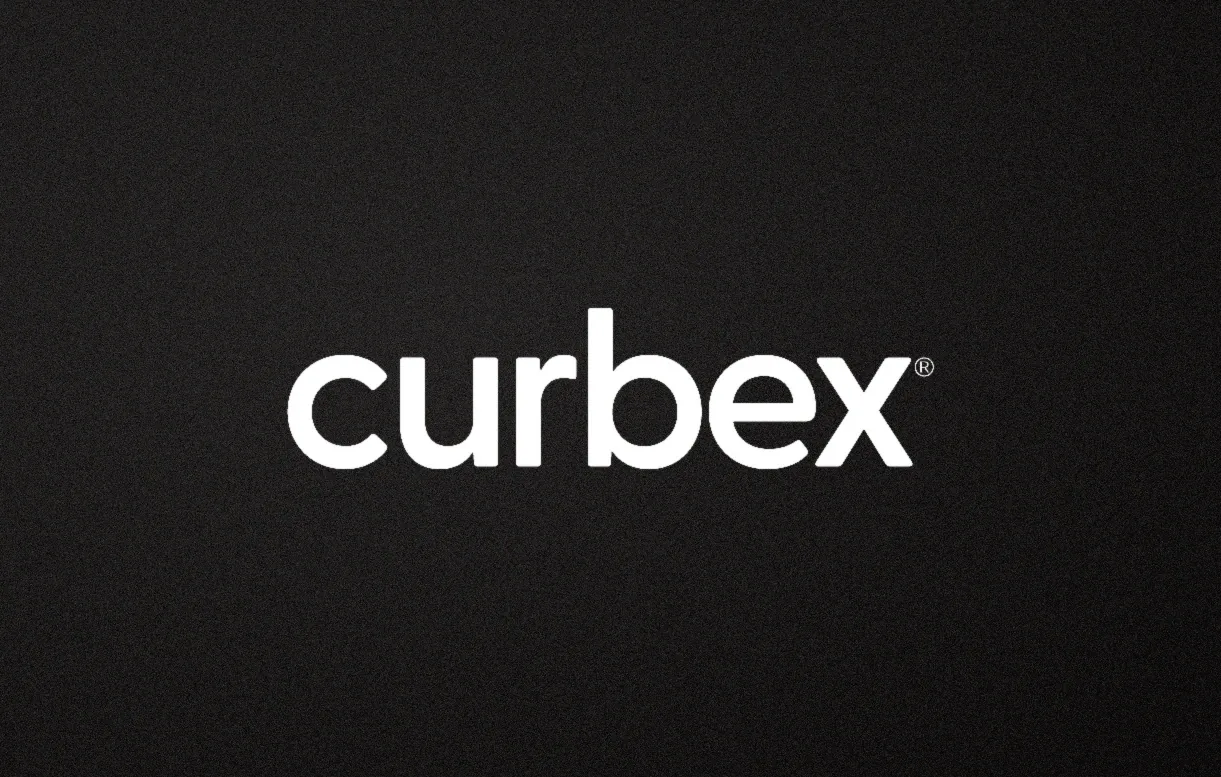 Curbex brand identity on a conference display