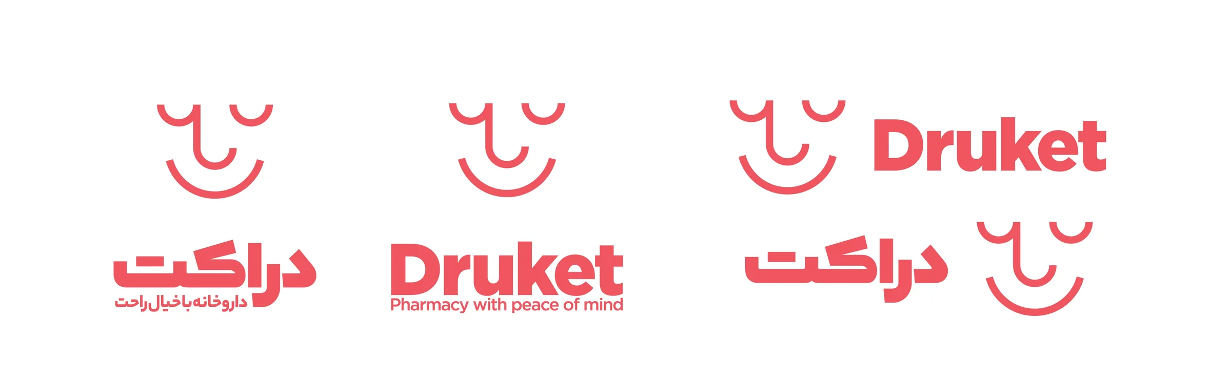 Druket logo system in English and Persian