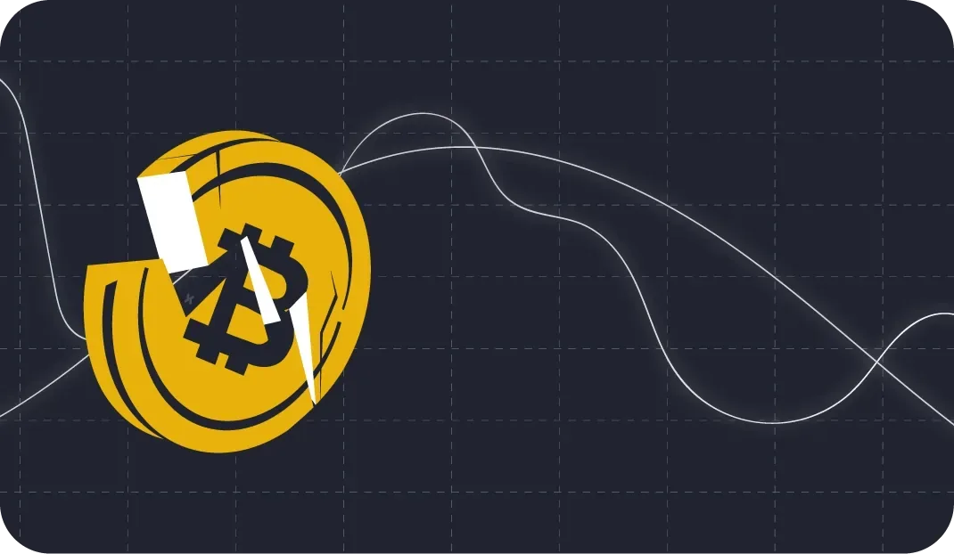 Rabex illustration showing a bitcoin object on a dark grid