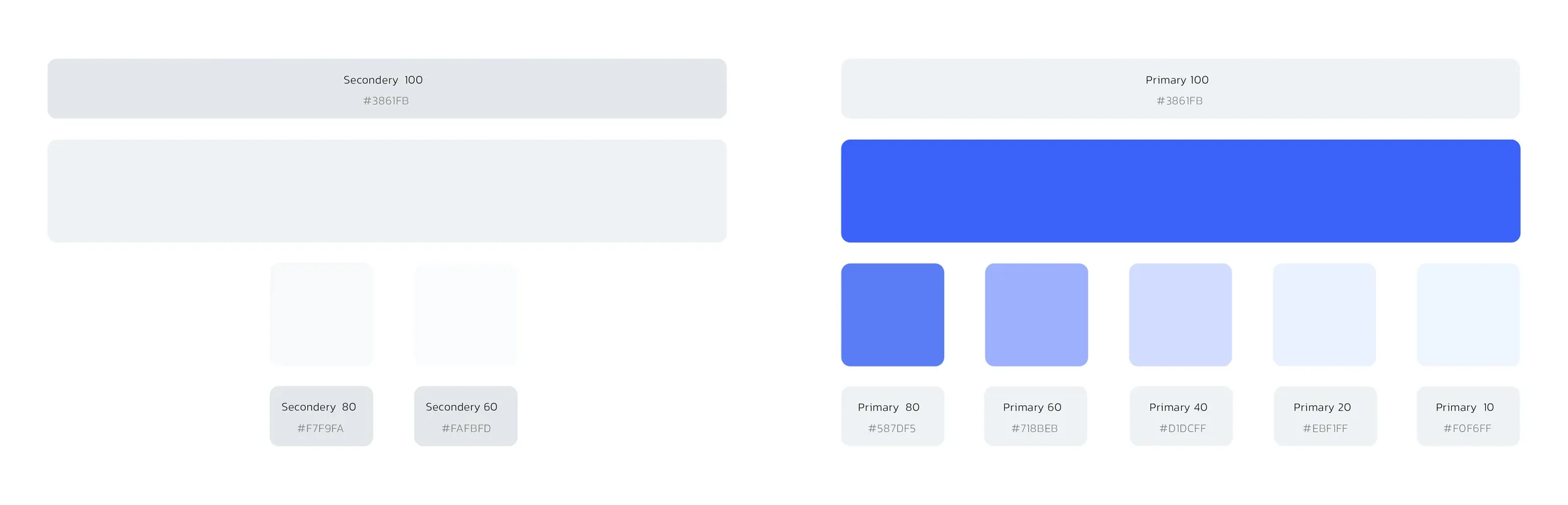Rabex primary and secondary blue color system with tint values