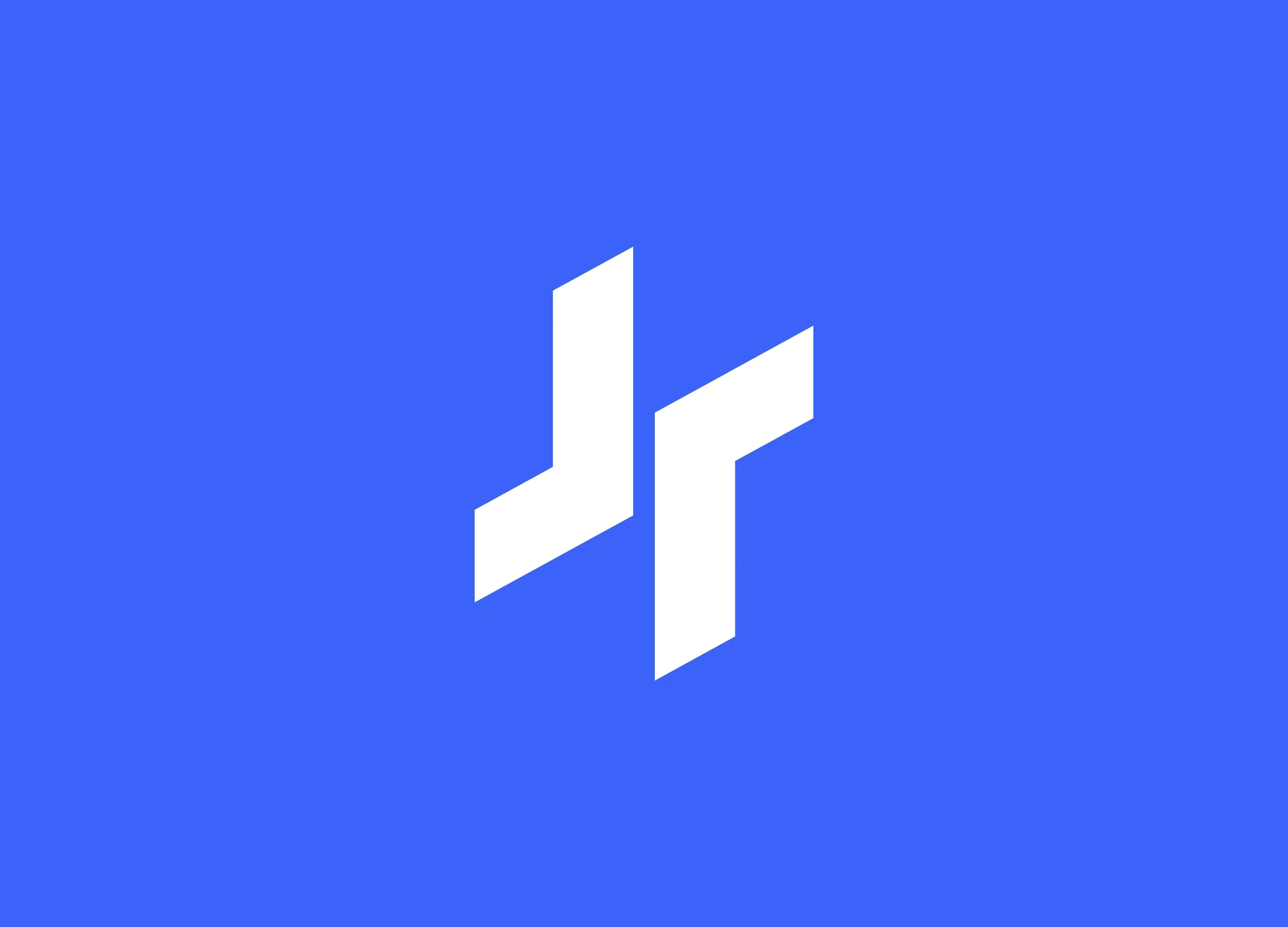 Rabex geometric white mark on a cobalt blue field