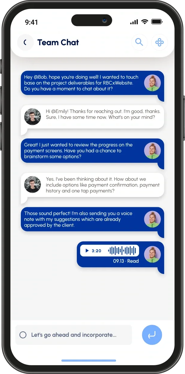 RemoteFit team chat support action screen