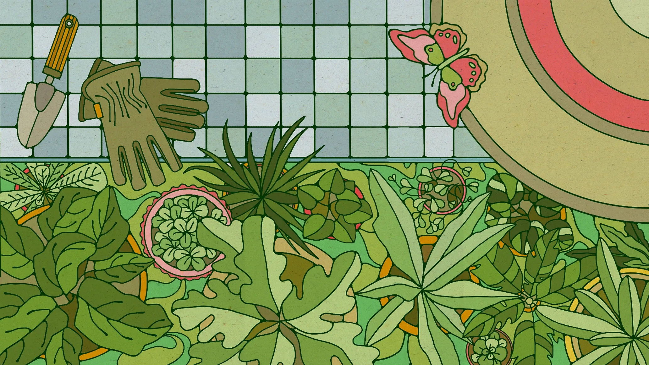 Green botanical pattern illustration