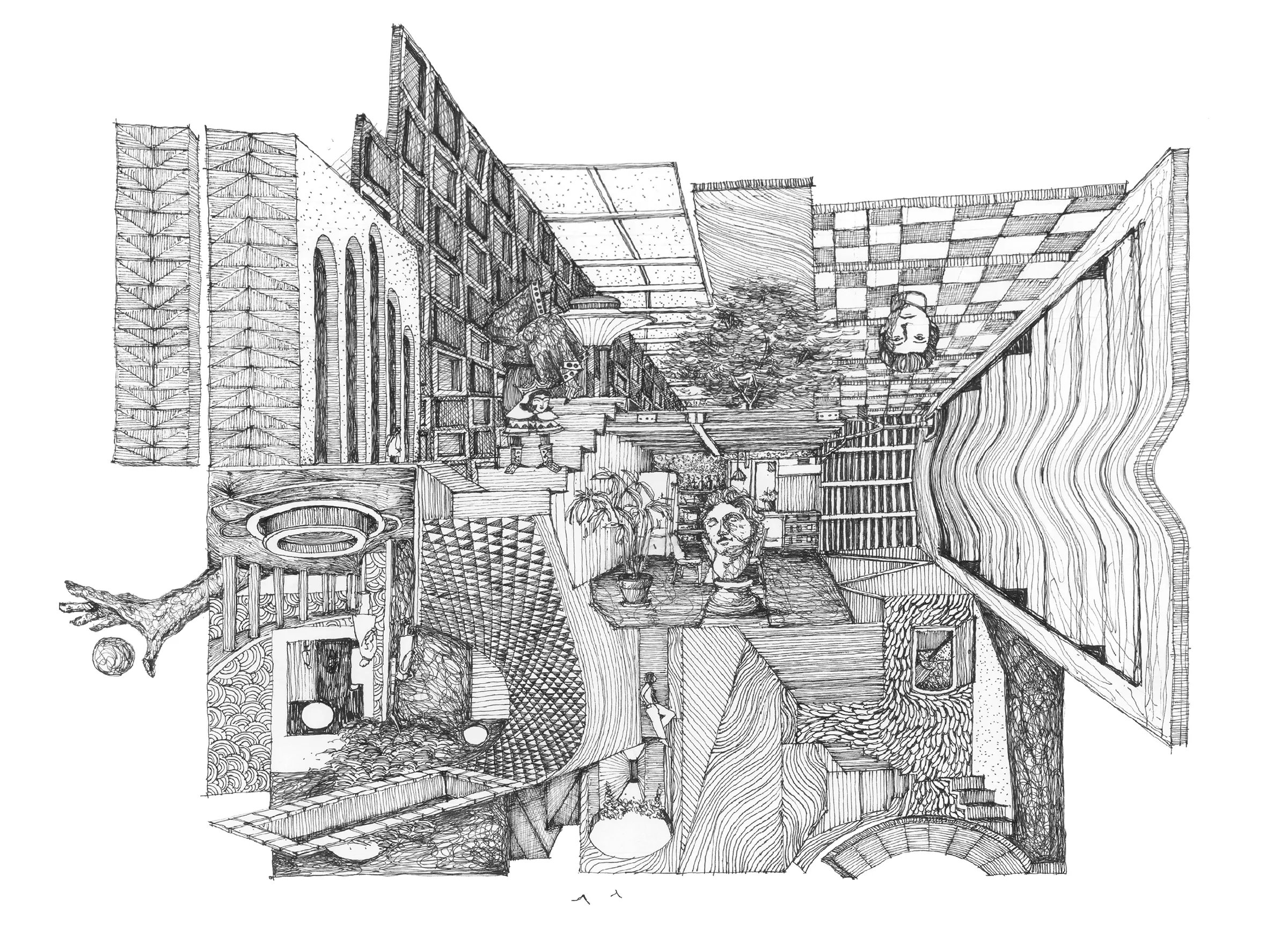 Interior perspective sketch