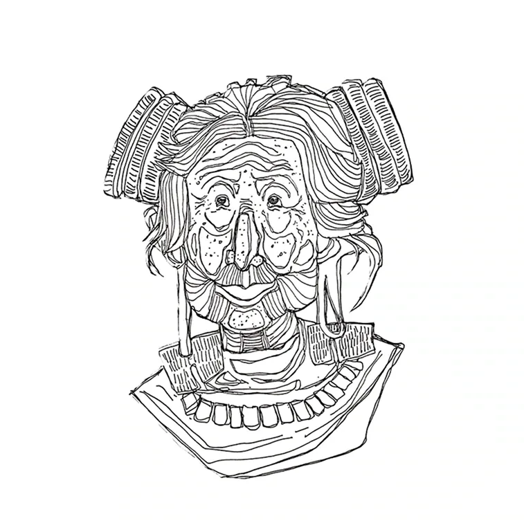 Mask-like portrait study