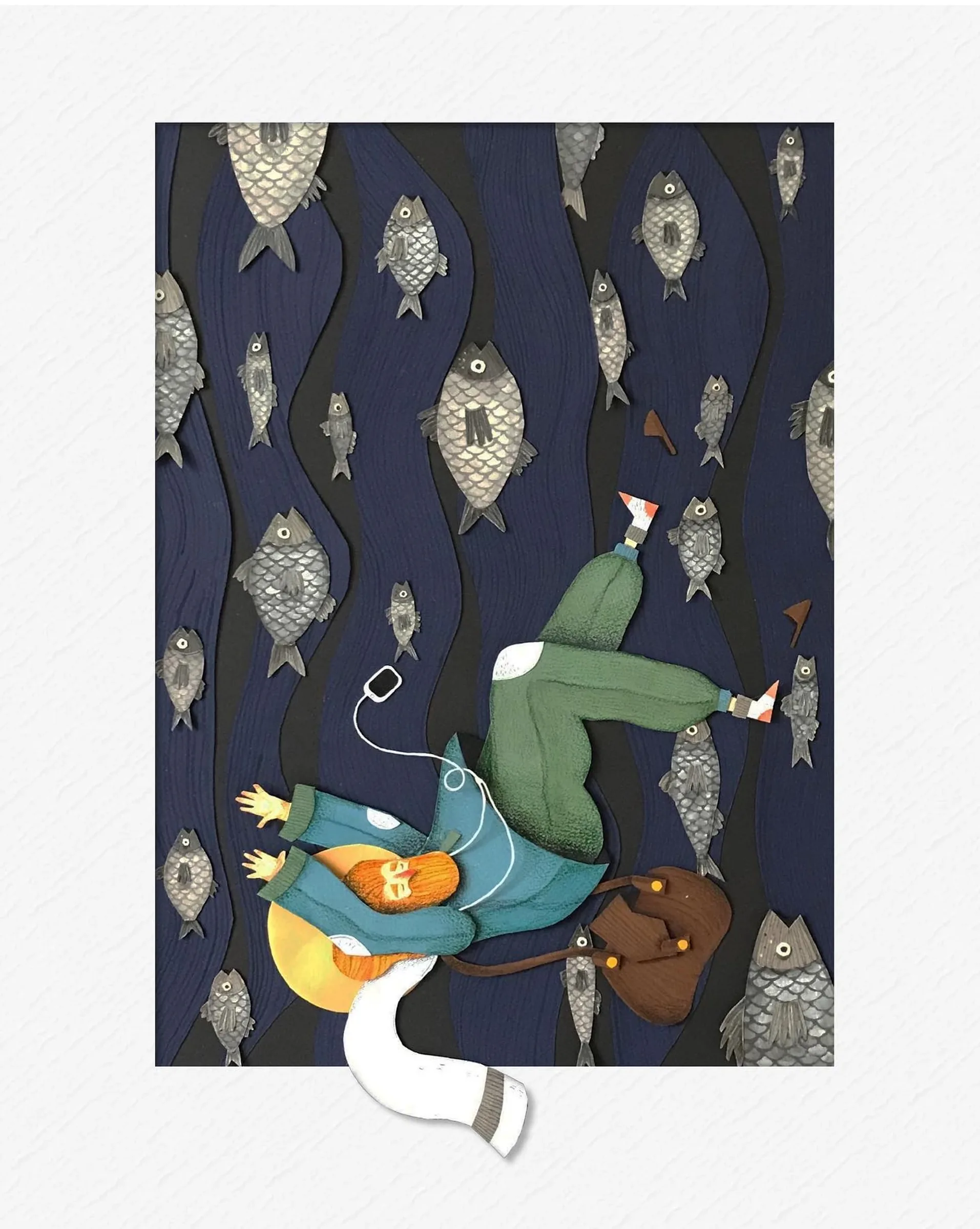 Floating figure night scene