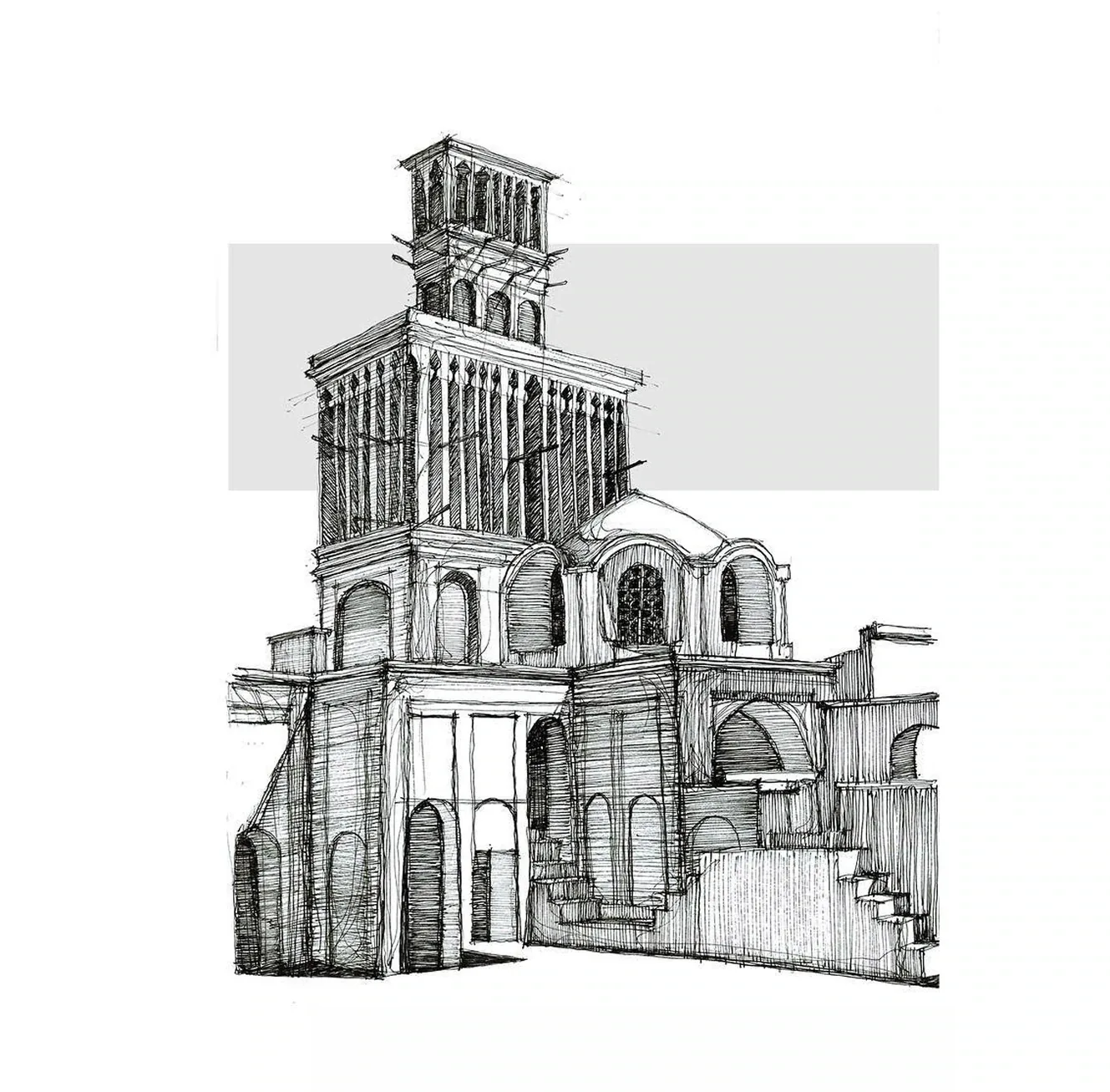 Church architecture sketch