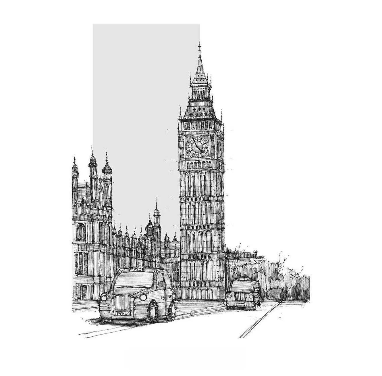 Clock tower street sketch